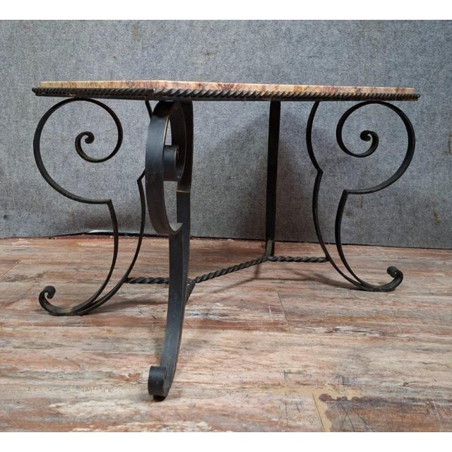 Coffee Table with Wrought Iron Base For Sale - Image 6 of 7
