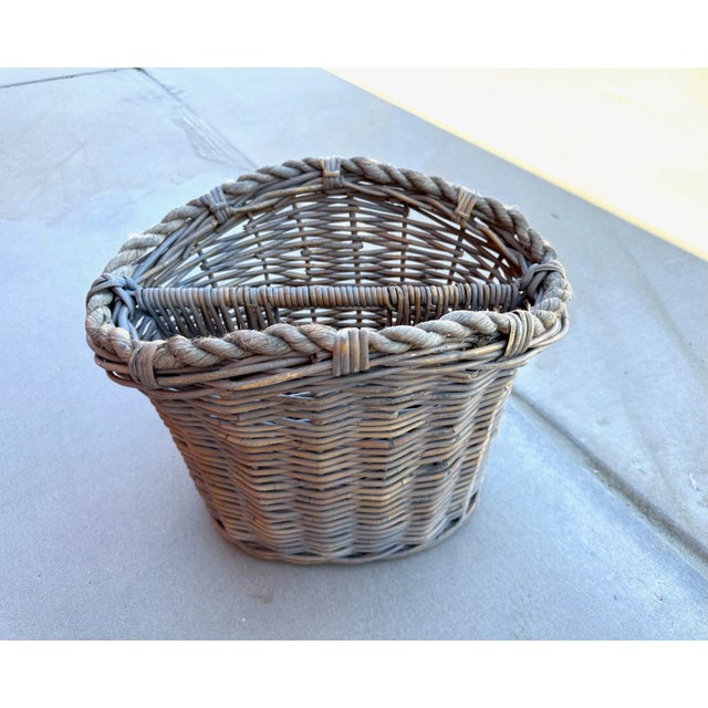 Rustic European Gray Wash Woven Wicker Basket/Magazine Holder. Farmhouse to Coastal style. Perfect for magazines, books or...