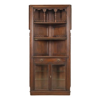 Signed Herter Brothers Eastlake Victorian Carved Mahogany Corner Cabinet, Circa 1890s For Sale