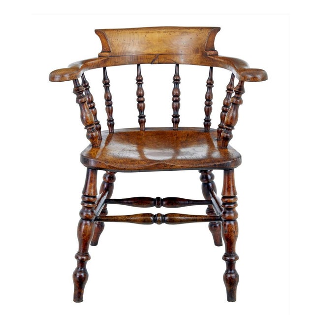 Mid 19th Century Elm Captains Armchair, 1860s For Sale - Image 3 of 10