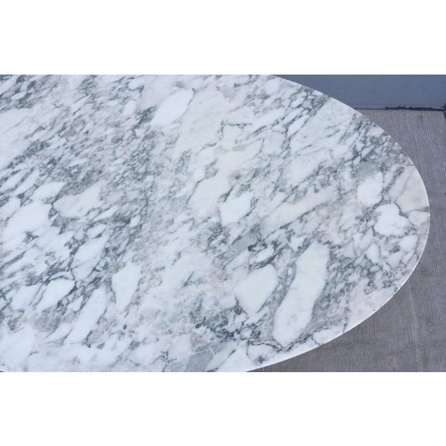 Mid-Century Florence Knoll Oval Dining Table Desk 78" Arabescato Marble, 2008 For Sale - Image 10 of 18
