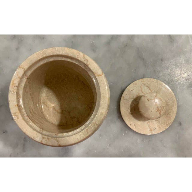 Mid 20th Century Hand‑Turned Vintage Boticino Marble Lidded Herb Container or Vanity Vessel - Very Versatile - See Pics! For Sale - Image 5 of 6
