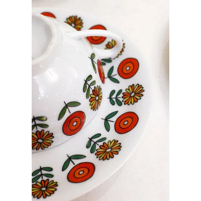 Porcelain Coffee Cups and Saucers, 1970s, Set of 6 For Sale - Image 4 of 10
