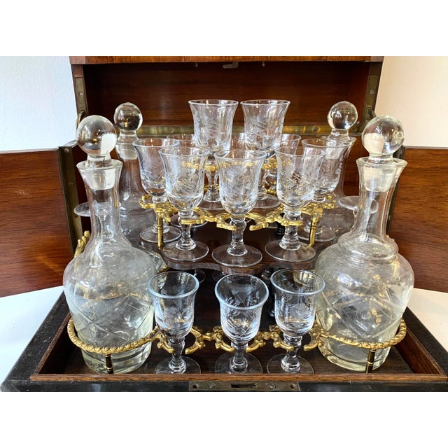 Antique Liqueur Cabinet Tantalus Box, 1890s, Set of 20 For Sale - Image 3 of 18