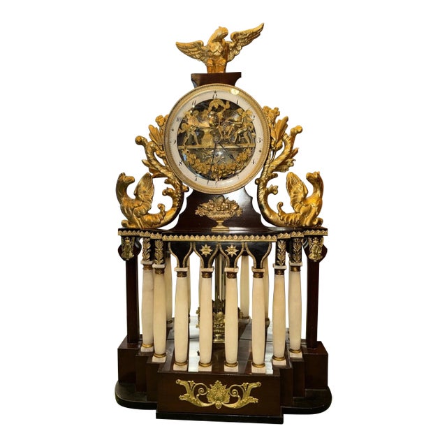 Early 19th Century Austrian Viennese Automaton Portico Mantel Clock With Quarter Strike For Sale