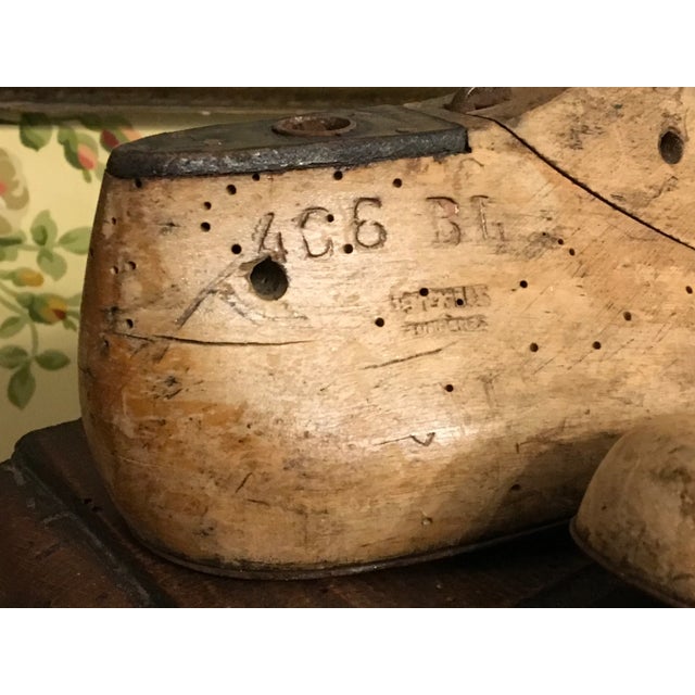 Tan 1920s Primitive Carved Wood Metal Shoe Forms - a Pair For Sale - Image 8 of 13