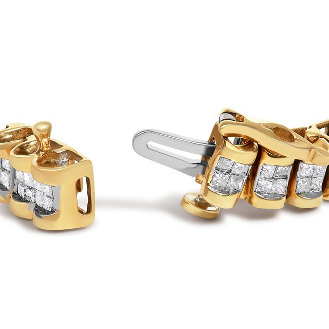 Immerse yourself in the luxurious brilliance of this meticulously crafted 14K yellow gold tennis bracelet. Designed to...