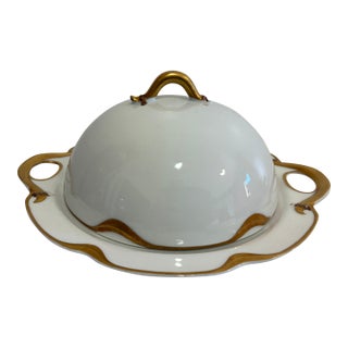 Early 20th Century Haviland & Co. Limoges Gold Gilt Domed Butter Dish For Sale