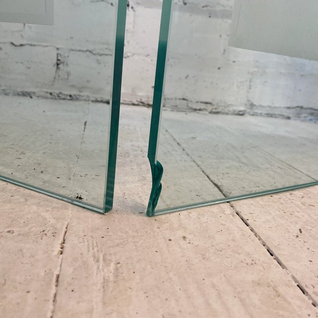 Metal 1970s Art Deco Style Glass Divider Sandblasted Glass With Brass Hardware For Sale - Image 7 of 9