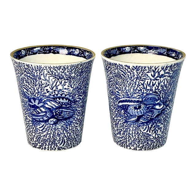 1990s Vintage English Coastal Boho Chic Mottahedeh Torquay 8 Oz Lowball Glasses - A Pair. For Sale
