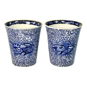 1990s Vintage English Coastal Boho Chic Mottahedeh Torquay 8 Oz Lowball Glasses - A Pair.