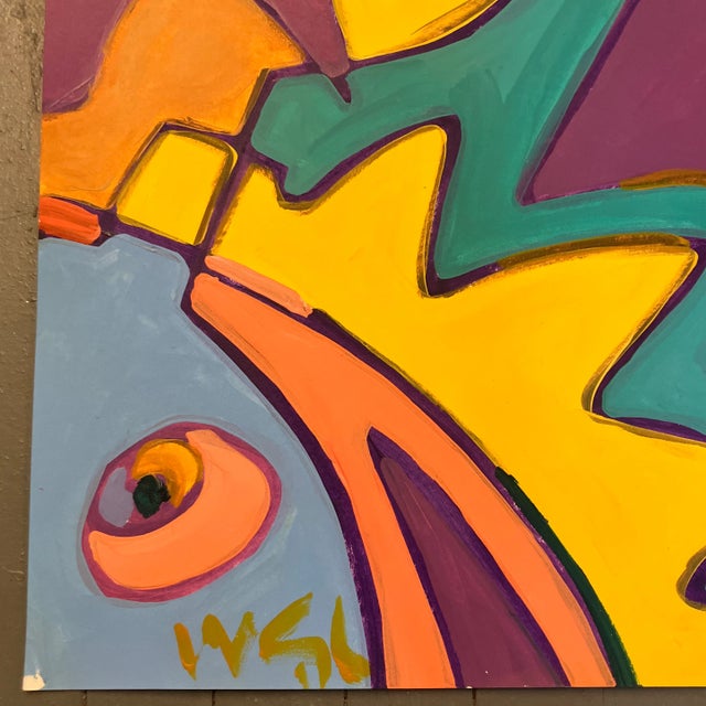 Contemporary original abstract painting on paper by Wayne Cunningham. Signed. Measures 20x26.