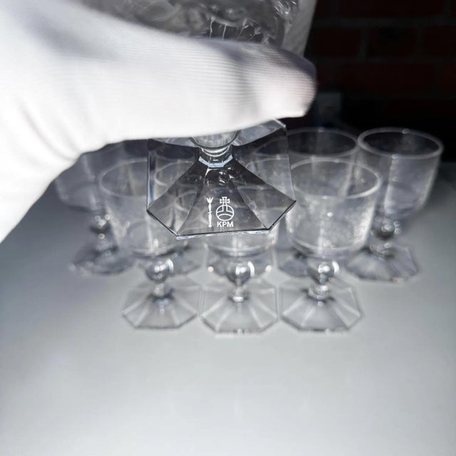 Set of 9 | KPM Berlin “Kurland” Sherry Glasses | Hand-Cut Crystal For Sale - Image 4 of 4
