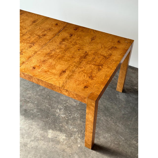 Lane Burl Wood Extendable Parsons Dining Table in the Style of Milo Baughman, 1970s For Sale - Image 9 of 18