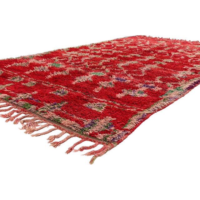 21889 Vintage Boujad Moroccan Rug, 05'07 x 10'01. The Crimson Orchard: A Vintage Boujad Moroccan Masterpiece of Renewal...