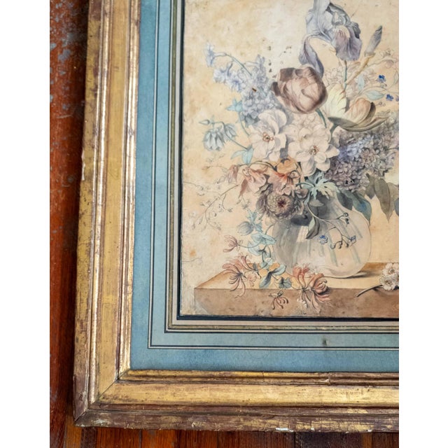 Late 18th Century 18th C. French or Dutch School Still Life Watercolor Painting of Floral Bouquet For Sale - Image 5 of 18