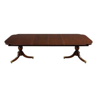Late 20th Century American Drew Cherry Georgian Double Pedestal Dining Table For Sale