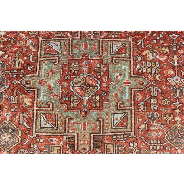Antique Persian Karadjeh Rug With Geometric Medallions and Tribal Motifs 4'10 X 6'5 For Sale - Image 10 of 13