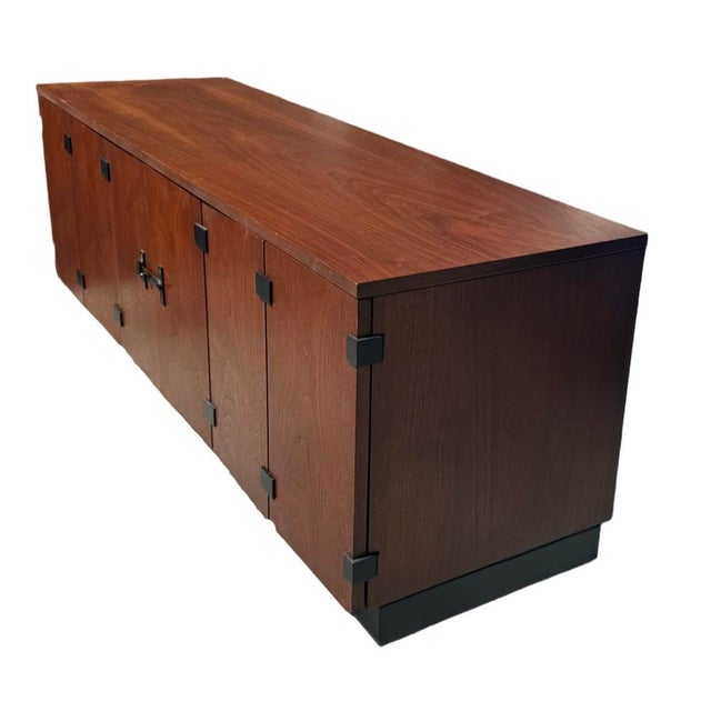 Striking vintage Model 371 “Window Cabinet” designed by Milo Baughman for Directional Furniture. A particularly...