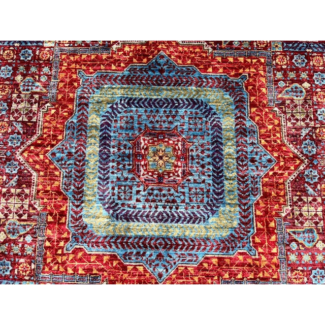 8' X 11'4" Red Mamluk Geometric Wool Rug For Sale - Image 12 of 15