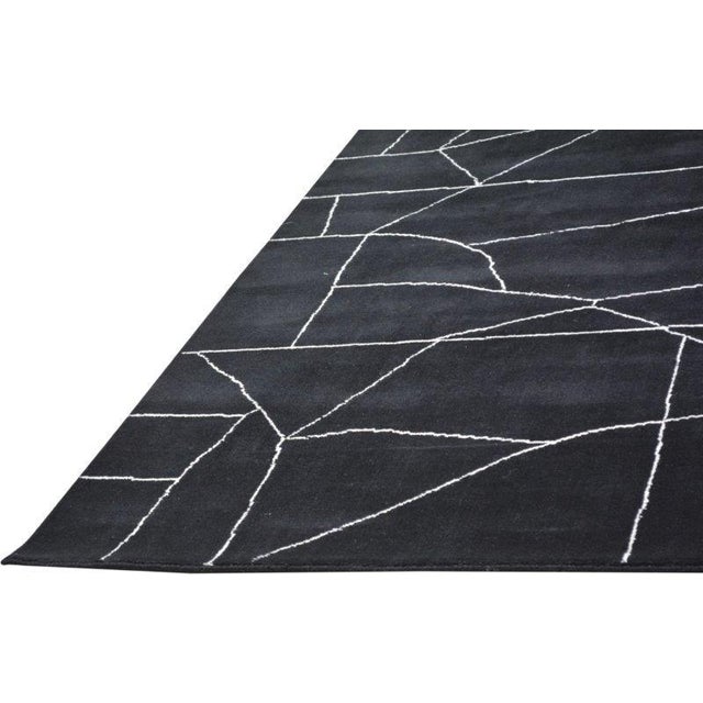 Moroccan Moroccan Azilal Black/White Hand Knotted Wool Rug, 8'2 X 10' For Sale - Image 3 of 6