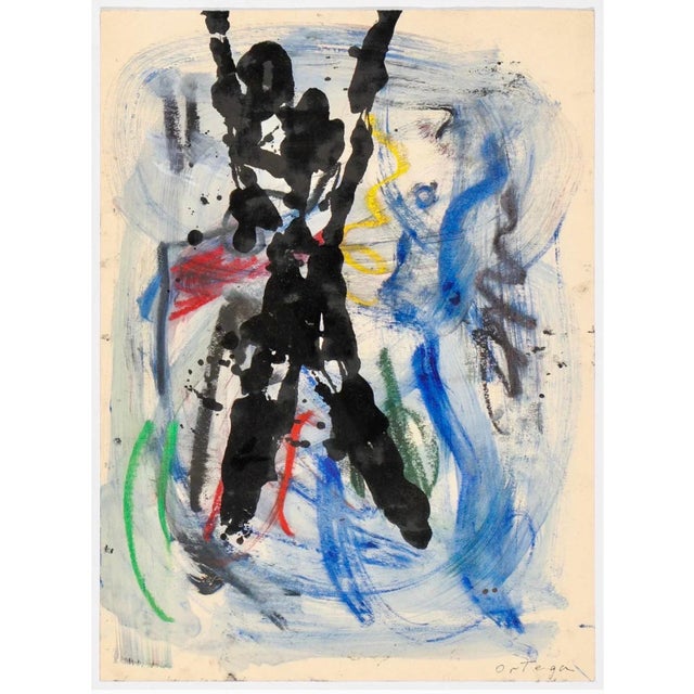 Alfred Ortega, Alfred Ortega Bold Figurative Abstract Expressionist Oil Monoprint Painting For Sale