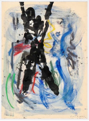 Alfred Ortega, Alfred Ortega Bold Figurative Abstract Expressionist Oil Monoprint Painting