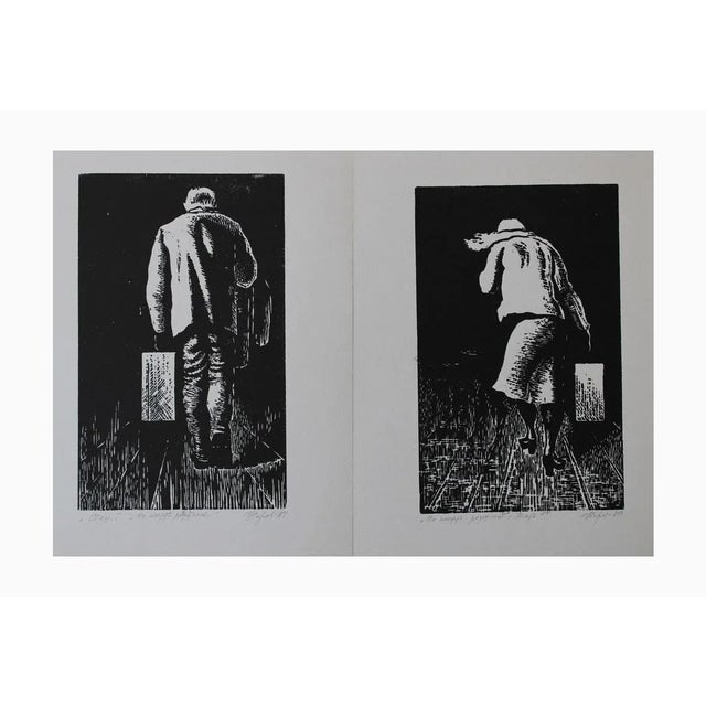 Paper Nikolai Uvarov, Diptych, 1980, Linocuts, Set of 2 For Sale - Image 7 of 7