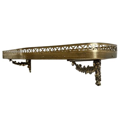 Vintage Wall Console in Wood and Brass, 1950s For Sale - Image 4 of 14