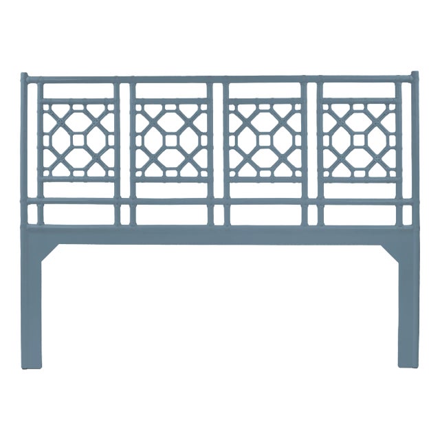 Lattice Back Headboard King, Regatta Blue For Sale