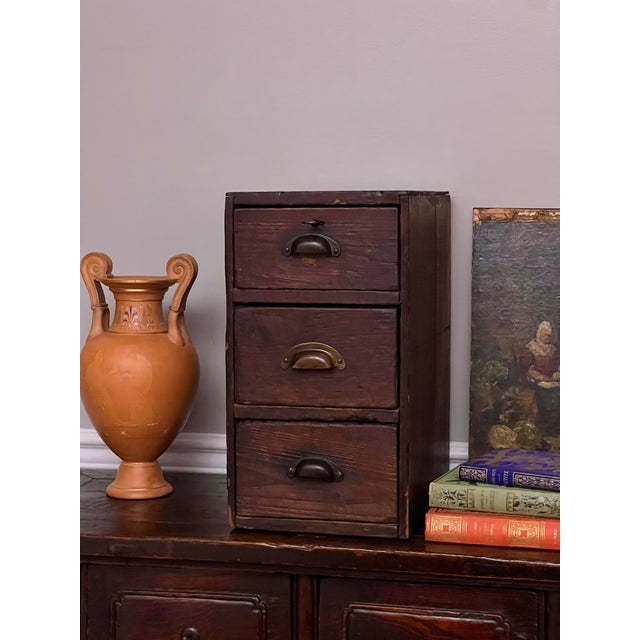 Arts and Crafts Period Small Oak Chest of Three Drawers, Handcrafted, C. 1910 For Sale - Image 12 of 12