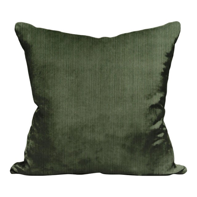 The House of Scalamandré Strie Velvet Pillow, Leaf For Sale