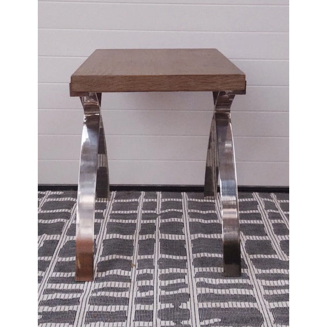 Modern Interlude Home Wood Top and Steel Base Side Table For Sale - Image 3 of 4
