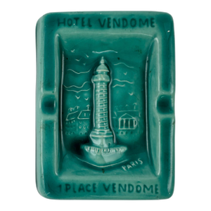 Vintage Hotel Vendome Paris Green Ceramic Ashtray Catchall Dish France