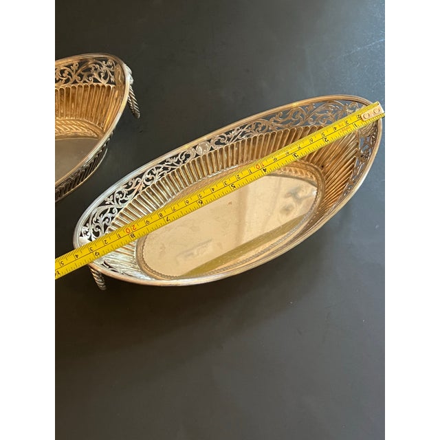Antique Sheffield English Silverplate Lion Head Bon Bon Boat Dishes- Set of 2 For Sale - Image 10 of 12