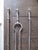 Late 18th century. A set of three early Gothic twisted steel fire irons of large size. H 33.5 in. x Dm .7 in. H 85.09 cm x...