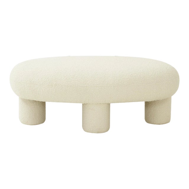 Discus Bouclé Ottoman For Sale