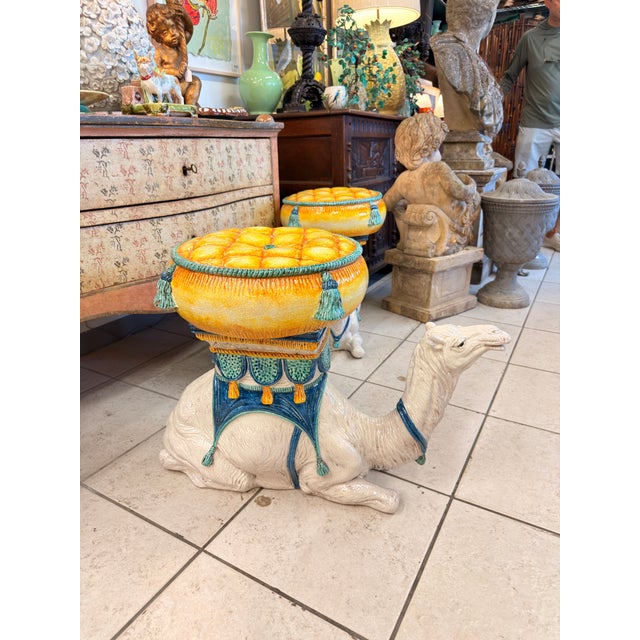 Italian 1990s Italian Ceramic Camel Garden Seat For Sale - Image 3 of 7