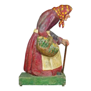 Antique Fairground Paper Mache Sculpture of a Witch or Farmer's Wive