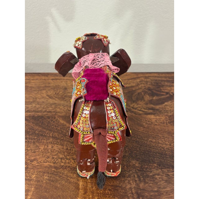 Mid 20th Century Vintage Indian Articulated Folk Art Elephant Toy, Hand Carved & Decorated For Sale - Image 5 of 7