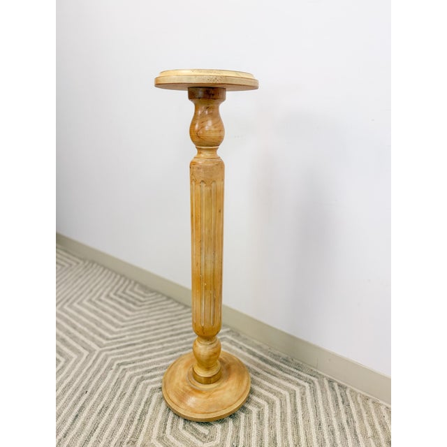 This exquisite Italian style pickled pine pedestal is a truly unique and sophisticated vintage find. The distinctive...