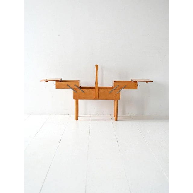 Vintage Scandinavian Birch Sewing Basket, 1950s For Sale - Image 3 of 10