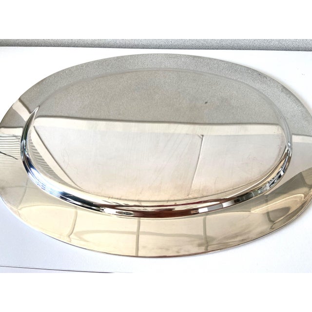 1950s Large Stainless Steel Platter Silver from Bouillet & Bourdelle, 1940 For Sale - Image 5 of 8