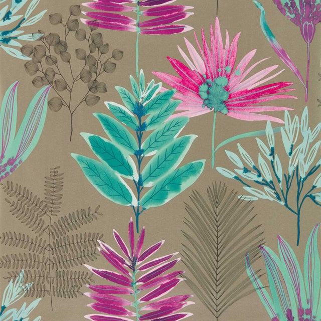 Harlequin Yasuni Wallpaper in Lagoon/Cerise - a Sample For Sale