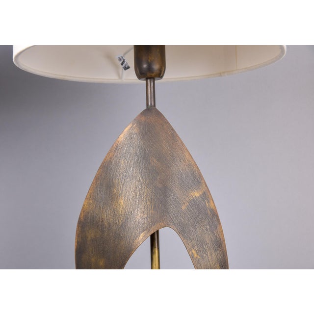 Pair Vintage Italian Brutalist Style Lamps With White Shades For Sale - Image 10 of 10