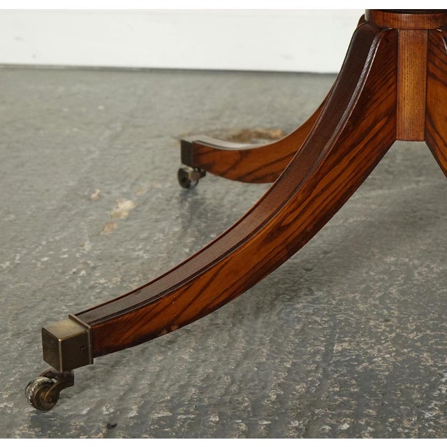 Gold Fine Regency Drum Top Library Table with Aged Green Leather Top For Sale - Image 8 of 15