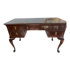Vintage Georgian Style Mahogany Leather Top Writing Desk
