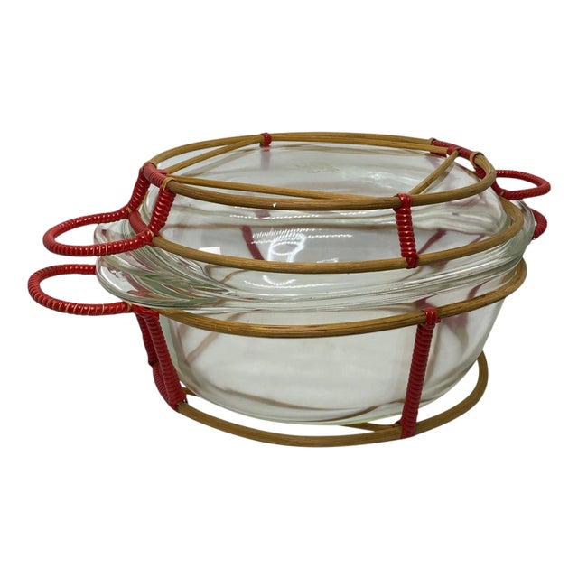 Large German Round Glass Casserole Bowl from Schott, 1960s For Sale