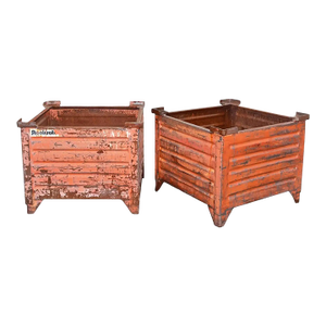 Pair of Vintage Painted Steel Container Planters