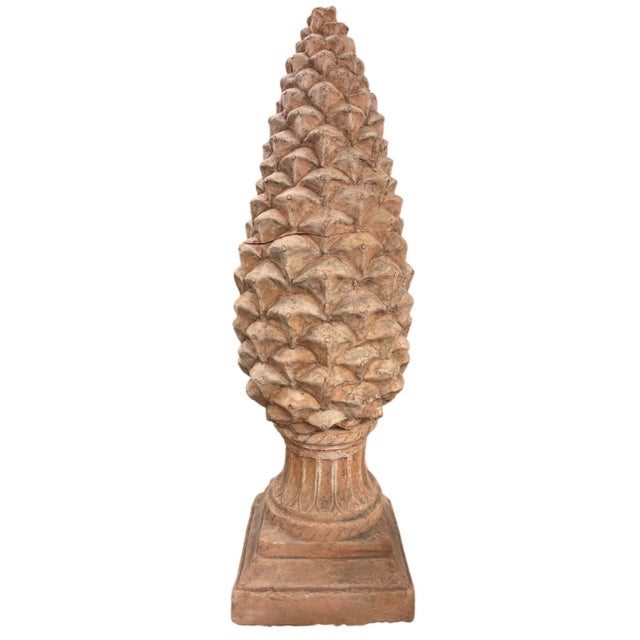 Sculpture Materials Vintage Tuscan-Style Terracotta Pinecone Finial Statue For Sale - Image 7 of 12